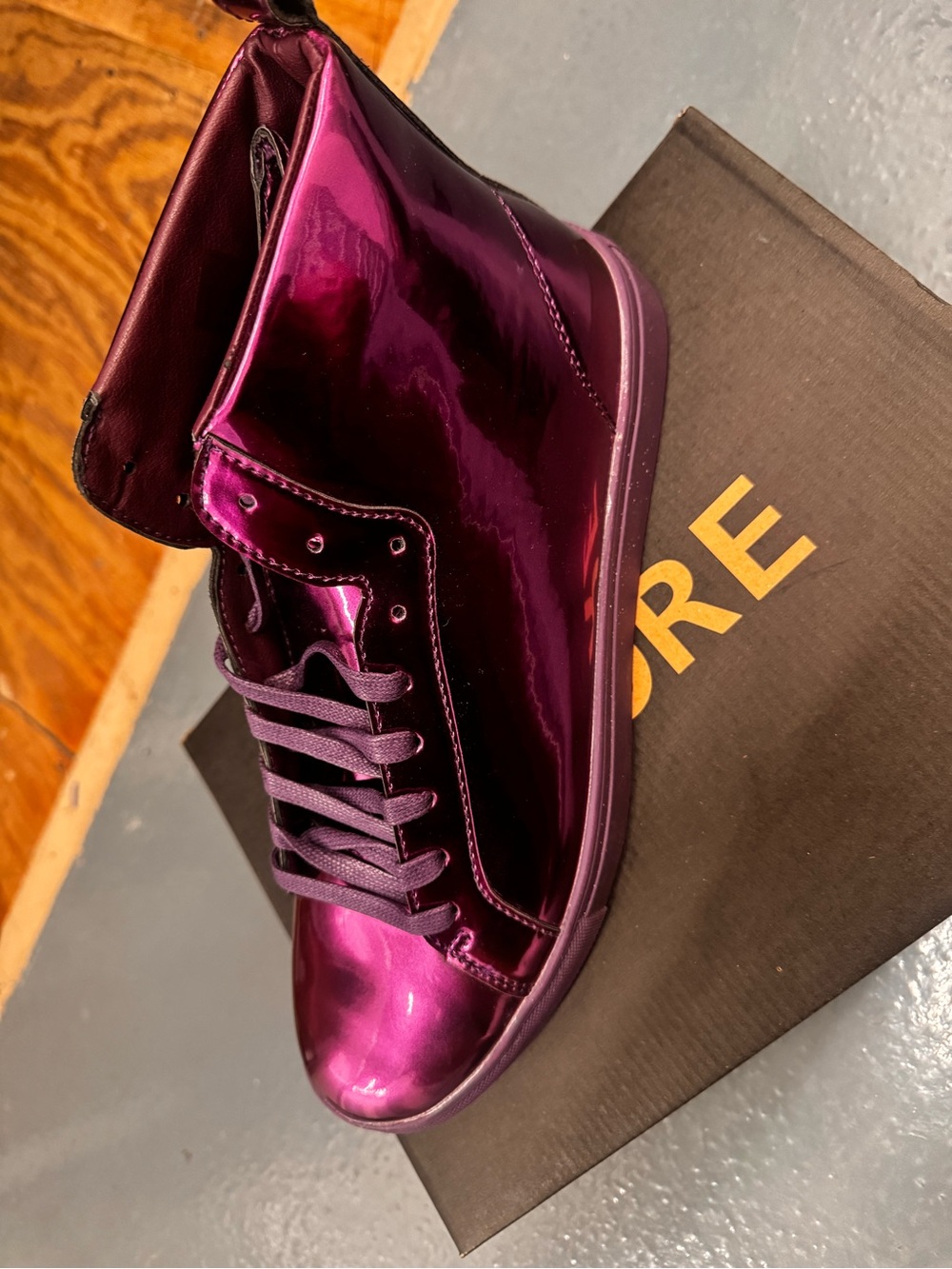 Men's Metallic Plum High-Top Sneakers
